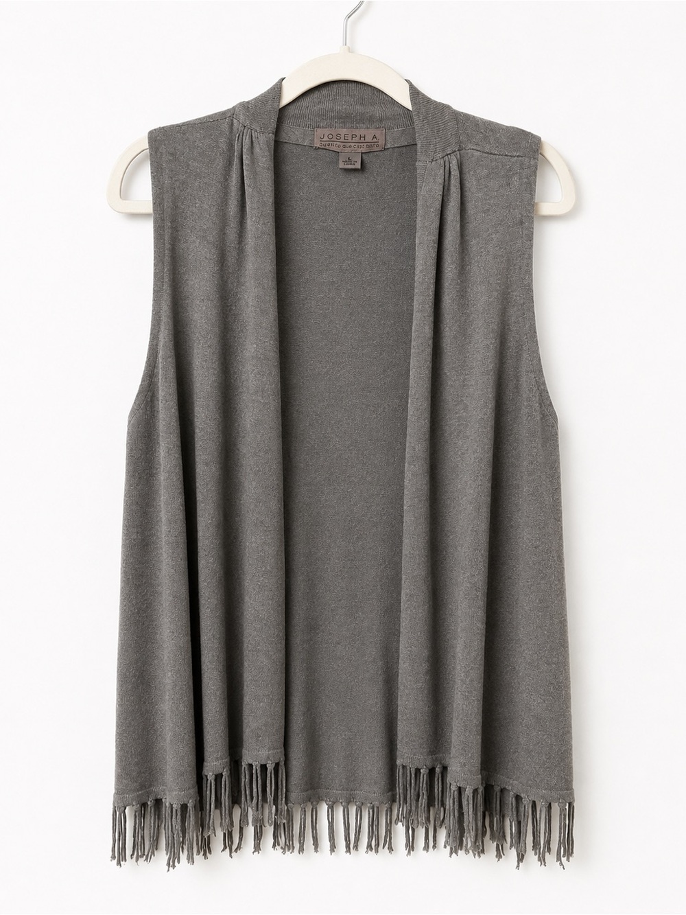 Joseph A Gray Sleeveless Fringe Open-Front Tunic